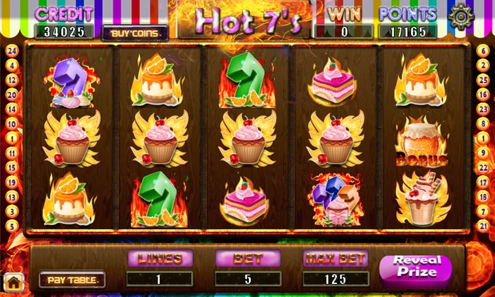 Hot 7's game screen in the Touch Won app