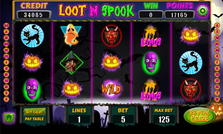 Loot N Spook game screen in the Touch Won app